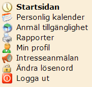 Startsidan När Du har loggat in kommer Du till Startsidan. (Längst upp till höger står namnet på den som är inloggad samt vilken roll denne har. Vikarie, Beställare osv.).