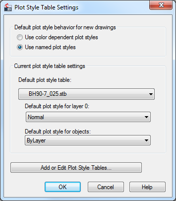 Bygghandlingar 90 Del 7 Webbilaga: Autocad-plottning, v.1 3 Figur 2 Exempel på inställningar i STBfil i Autocad Plot Style Editor.