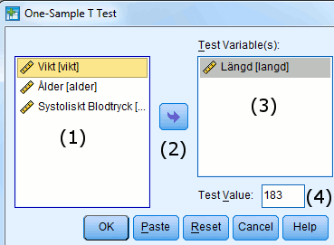 5 ANALYS 5.1 T-TEST FÖR ETT STICKPROV Om du vill jämföra medelvärdet i ditt stickprov med ett specifikt värde använder du ett t-test för ett stickprov.