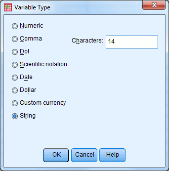 3 IMPORTERA DATA 3.1 INMATNING AV DATA DIREKT I SPSS Öppna SPSS. Markera Type in data och tryck på OK. Börja med att ange vilka variabler du skall mata in genom att byta till fliken Variable View.