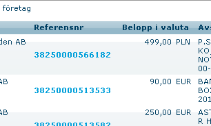 - Via Inbetalningar från utlandet under menypunkten Betalningar Inbetalningar.