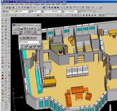 med fönster, dörrar och inredning i 3D Du blir