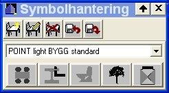 Följande symbolbiblioteken ingår: Inredning, Konstruktion, 3D inredning, Mark, Sanitet och diverse.