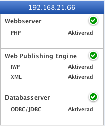 Se Nästa steg nedan. 26. I Översiktsfönstret i FileMaker Server ska du notera IP-adressen till servern. Tips Anteckna IP-adressen så att du kan starta Admin Console från en annan dator.