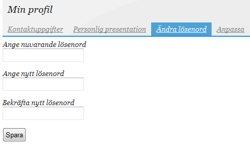 Sida 9/37 2.3.4 Lär känna edwise Här hittar du en introduktion till edwise samt en användarhandledning du kan spara ner. När du läst klicka på Till startsidan. 2.4 Uppdatera dina uppgifter Du kan när som helst ändra dina uppgifter genom att klicka på Min profil under visningsytan.