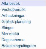 Dagsschema Det gällande schemat för dagen för medarbetare i