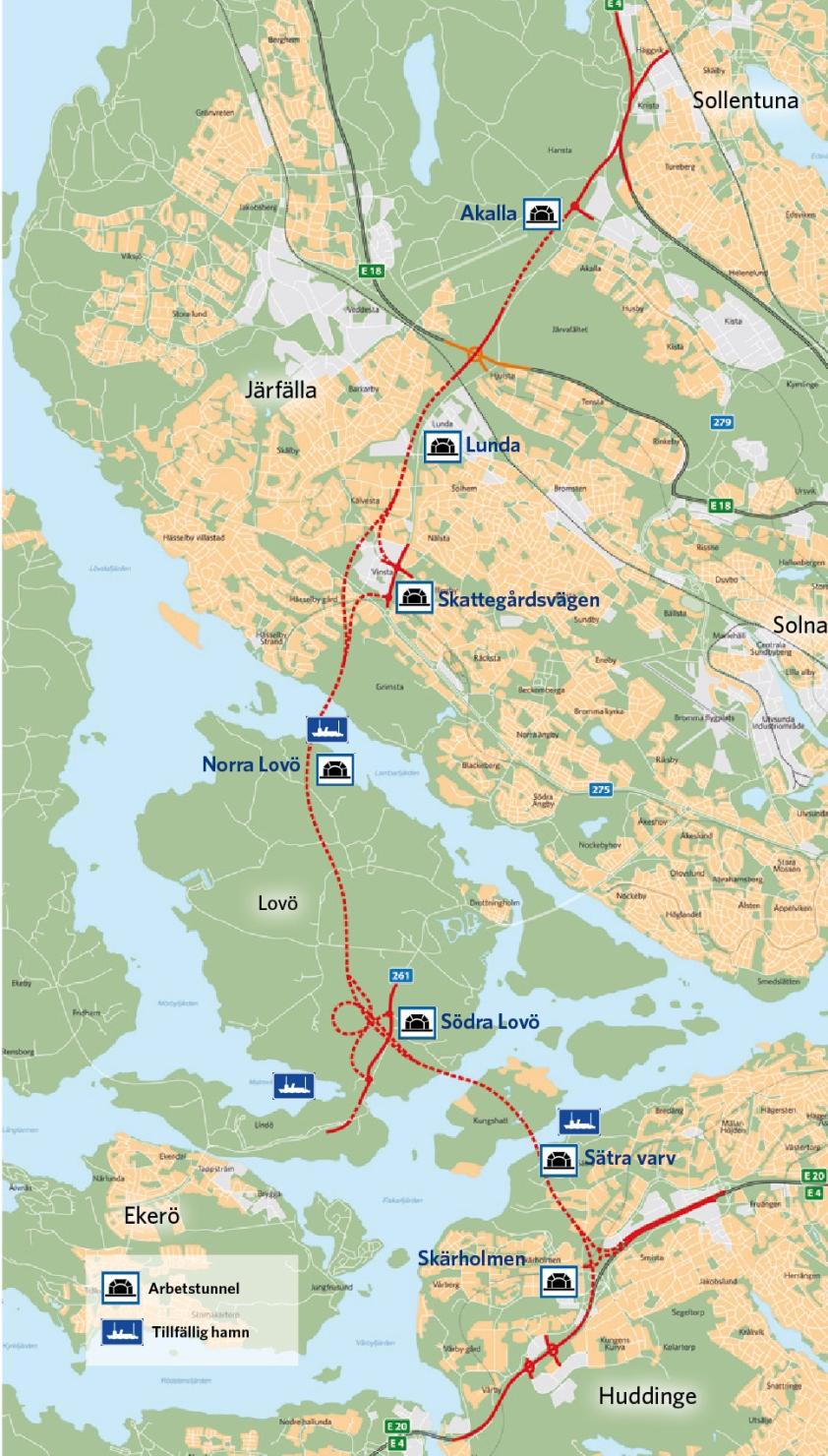 Tunnlarna = Temporary jetties Total längd: 2x18 km Ramper: 14 km 3 hamnar