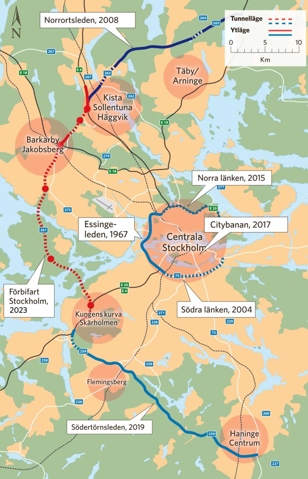 Förbifart Stockholm bildar en yttre ringled tillsammans med Norrortsleden och