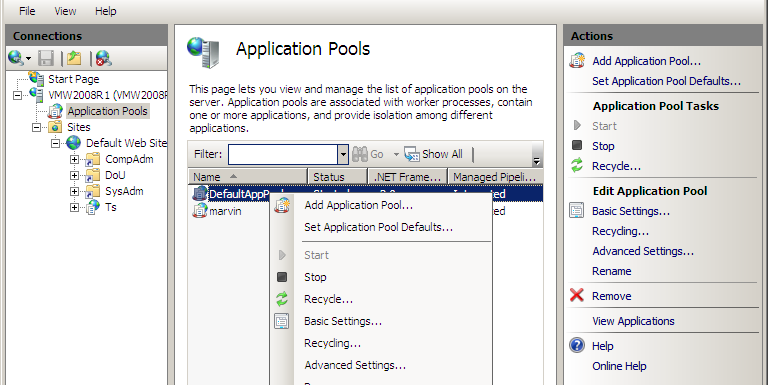 DefaultApplikationPool.