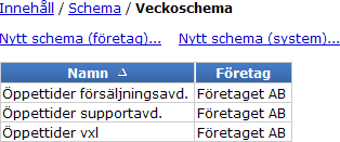 14.2.1.4 Schemat färdigkonfigurerat Du ser nu veckoschemat som skapats i wizarden enligt bilden ovan.