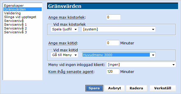 5.2.2 Gränsvärden Här ställer man in gränsvärden för kön och vad som ska hända när gränserna uppnås.