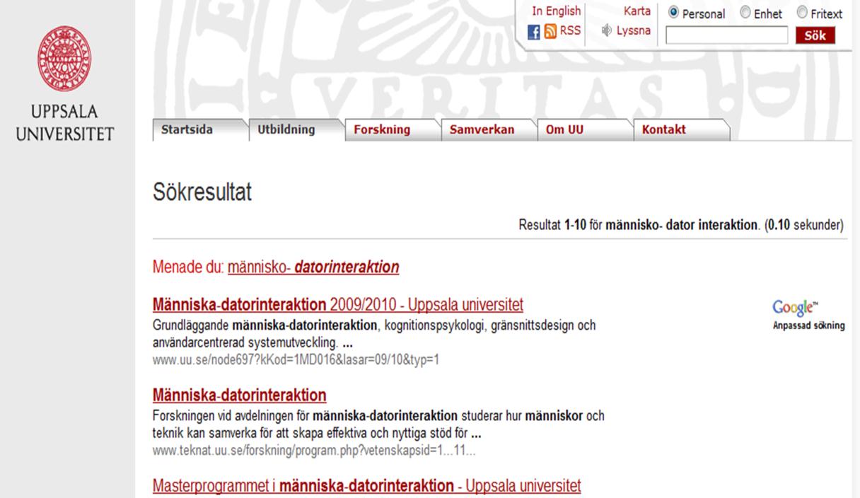 Illustration 3: Den anpassade Google-sökningen som användes tidigare. 3.2.1.