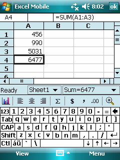 5.3 Excel Mobile Microsoft Excel Mobile fungerar tillsammans med Microsoft Excel på din bordsdator så att du enkelt får tillgång till kopior på dina arbetsböcker.