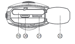 1. Lins 2. Laser 3. Foto avtryckare 4. Strömbrytare *Tryck och håll nere 2 sekunder för att sätta på eller stänga av. 5. Inspelningsbrytare 6. Laser knapp 7.