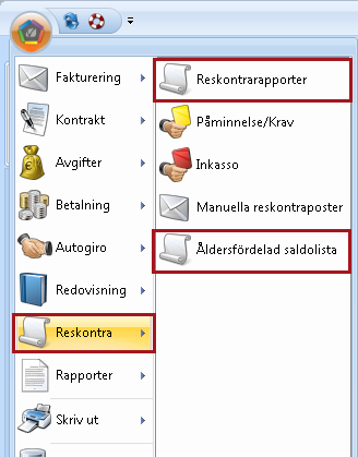 Reskontrarapporter VAR I MENYN HITTAR JAG RAPPORTERNA?