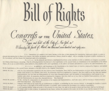 Declaration of Rights I England beslutade parlamentet 1689 om Declaration of Rights.
