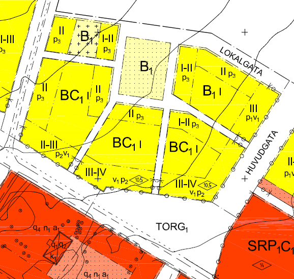 4(5) Bild 3. Tre kvarter- Utdrag ur detaljplanen för del av Stångby 5:28 m.fl. i Stångby, Lunds kommun. Fråga 3. Är ni intresserade av att bygga inom området invid torget och erhålla en markanvisning?