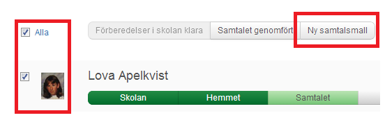 Starta ny utvecklingsplan Det här heter numera samtalsmall Du startar utvecklingsplaner/samtalsmallar klassvis, så här: För hel klass eller fler elever i klass: 1. Gå till klassens/gruppens startsida.