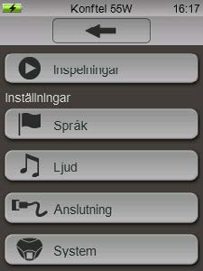 INSTÄLLNINGAR Tryck på menyknappen