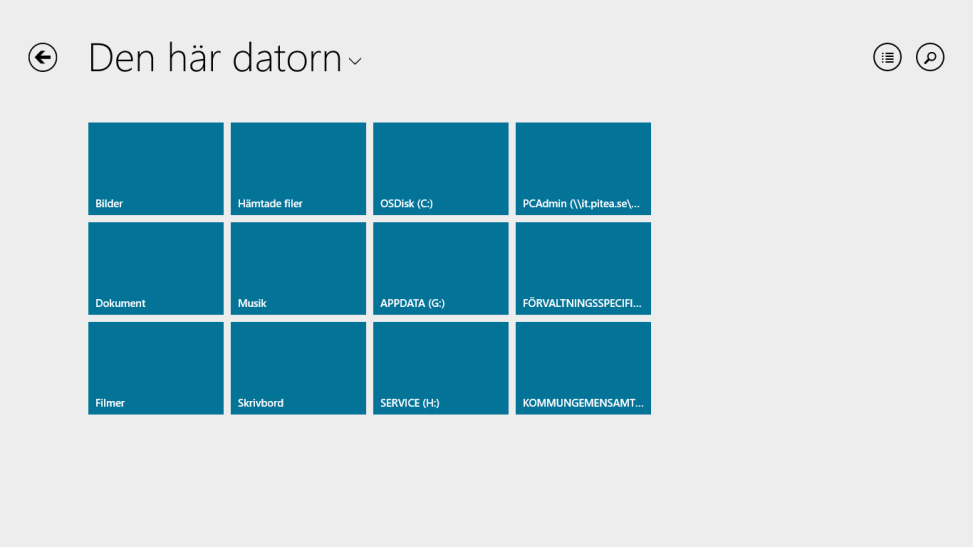 11 av 13 Skydrive (OneDrive) som utforskare Om du har en dator med touch-skärm så kommer du att upptäcka att den vanliga utforskaren inte är anpassad för touch. Allt är anpassat för att använda mus.