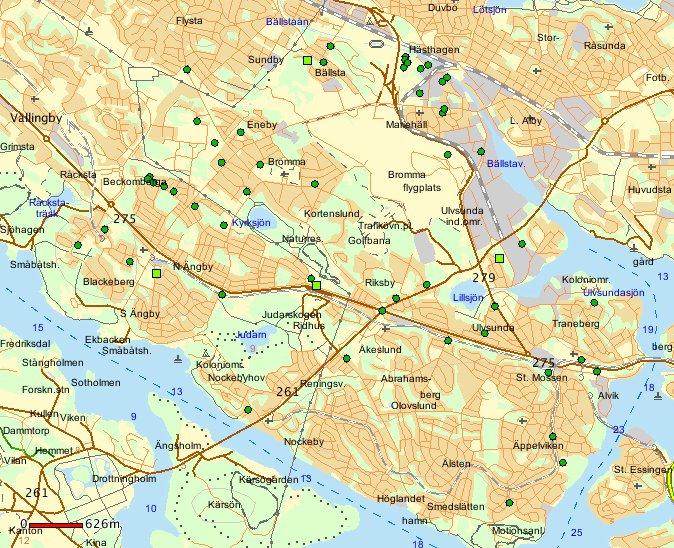 Kartan visar stöld av cykel under september månad 2015. Totalt 76 stycken anmälda brott.