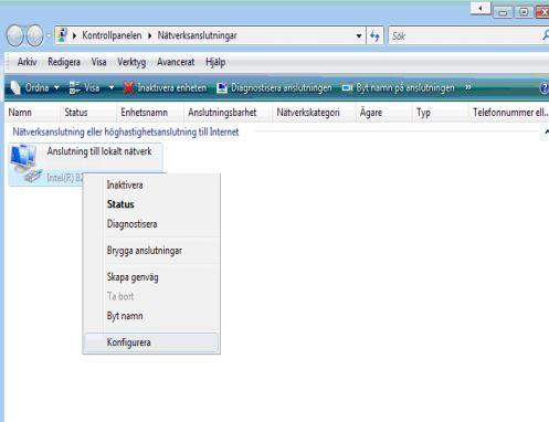 Windows Vista: Steg 3 Klicka på Hantera nätverksanslutningar.