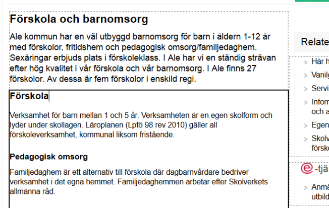 Manual Introduktionskurs SiteVision sidan 5 Om du behöver göra underrubriker så använder vi oss av två nivåer