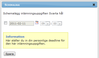 6.5. Inlämningsuppgifter Här listas de inlämningsuppgifter som ska göras under kursen.