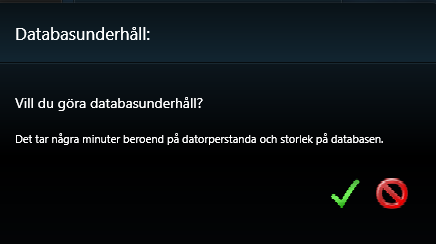 När du trycker på knappen kommer denna ruta fram. Tryck på den gröna bocken för att sätta igång.