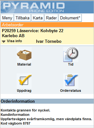 M-arbetsorder Pyramid Business Studio 3.41ASP07 (2014-02-19) M-arbetsorder används för att ta emot och rapportera arbetsorder via en mobiltelefon eller en PDA.