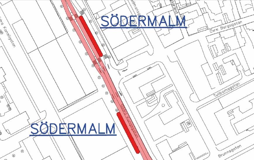 63 Korsningarna med Kålhagsgatan och Kansligatan Via Kålhagsgatan ansluter södergående biltrafik från Södra Kansligatan till Södra Kungsgatan.