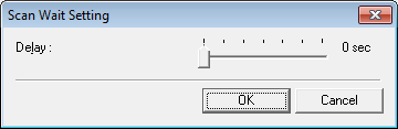 Med knappen [Setting] [Inställning] kan du ställa in en fördröjningstid från när ett dokument läggs i till skanningen startar.