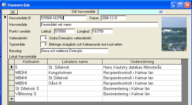 Att välja havsområde som lokalen ligger i är inte helt enkelt men mycket viktigt för bl a uträkning av indexvärde.