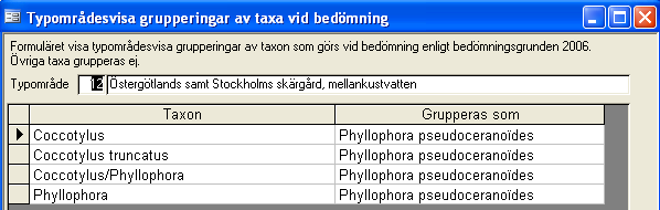 Man kan också välja vilken metod som skall användas för att avgöra djupaste förekomsten av arterna vid transekten (se beskrivning ovan).