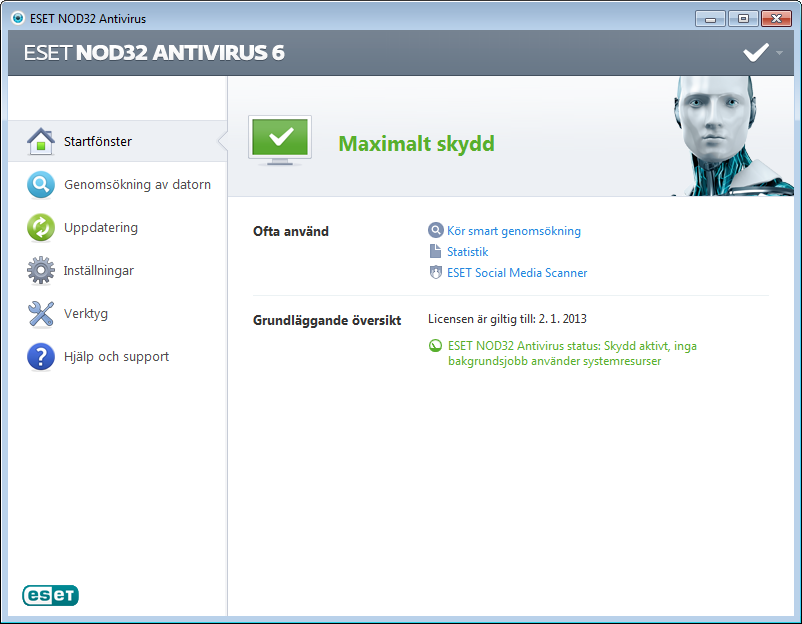 Uppdatering ESET NOD32 Antivirus levereras med en fördefinierad uppgift för att säkerställa regelbundna uppdateringar (se avsnittet Schemaläggare i produkthandboken).