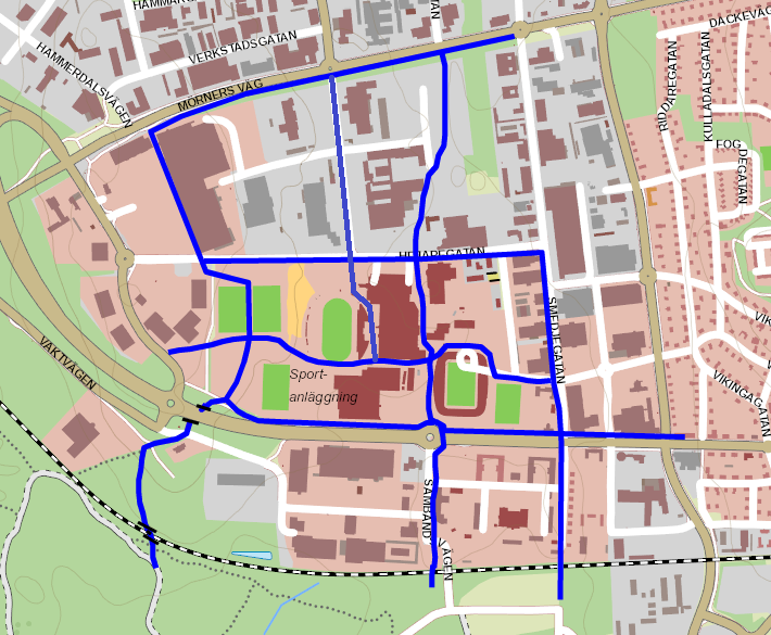 Gatu- och gångstråk Arenastaden ligger attraktivt belägen i Växjö stad. Det är av stor vikt att man behåller och förstärker de stråk som idag finns och att de blir gena och säkra.