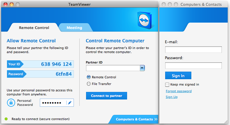 När Teamviewer väl körs visas en dialogruta med ett id- nummer (se bild). Kom ihåg detta nummer.