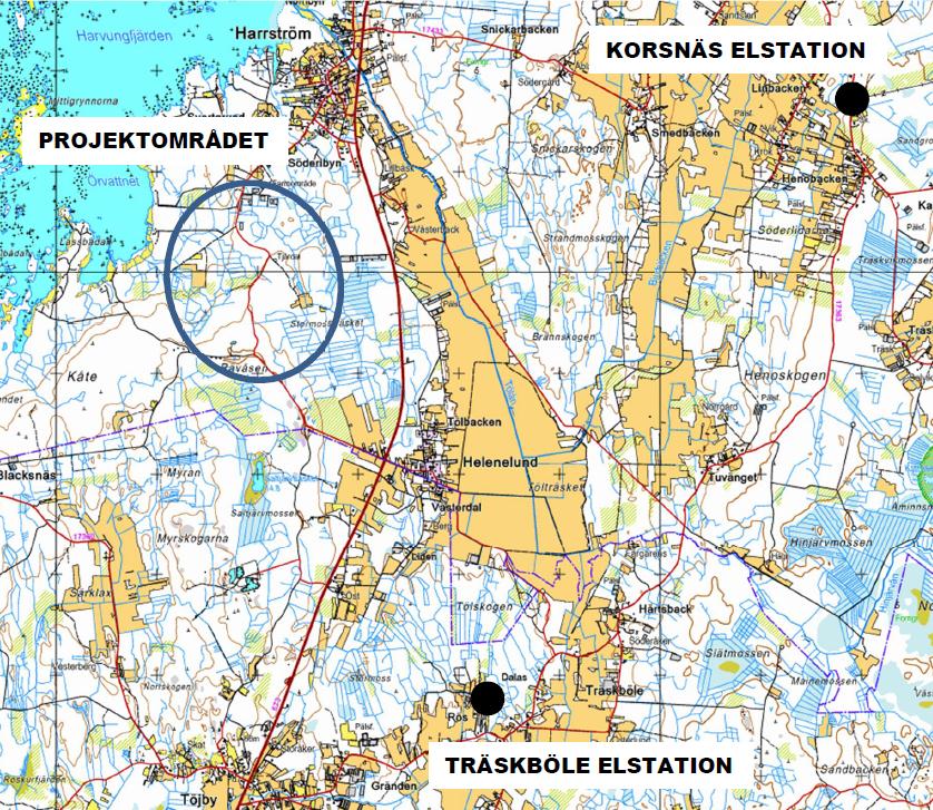 31 huruvida en utveckling/uppgradering av Korsnäs elstation eller Träskböle elstation är mer lämpad för rådande situation och för att ansluta vindkraftverken. Bild 22.