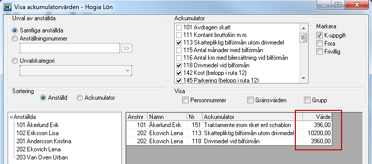 För korrekt avstämning ska eventuella värden i ackumulator 111 räknas bort annars har du ett för högt värde i ackumulator 111 i jämförelse mot ruta 50 Avgiftspliktig bruttolön utan förmåner på