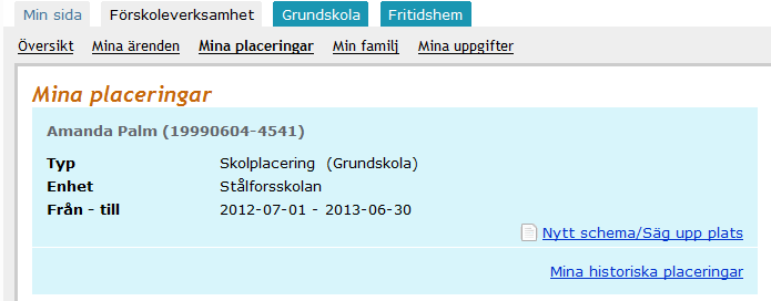 Eskilstuna kommun 2012-09-04 3 (7) Mina ärenden: Visar aktuella ärenden samt avslutade ärenden. För att se detaljer på ett ärende klickar ni bara på det ärende som ni vill få mer information om.