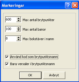 Sida: 7 Skriv ditt det namn du vill att banan ska ha så du hittar den senare. Se också till att typen DA4 LX brytpunktsfil är vald. Klicka sedan på [Spara].
