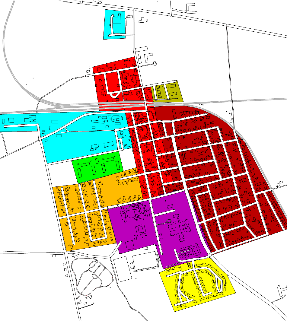 Merparten hus är av tegel och uppförda under början av 1900-talet. Detta ger bebyggelsen ett enhetligt uttryck trots att husen är högst individuellt utformade med t.ex.