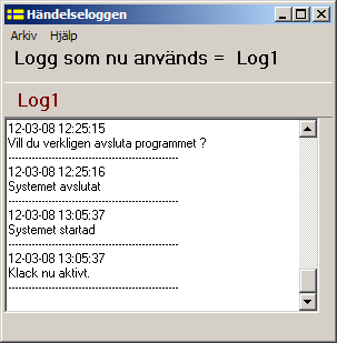 3.10 Systemloggmeddelanden Bilden som visar de systemmedelande och meddelanden till operatöreren får man upp via Visa/ Systemloggmeddelanden. Figur 3.25. M7005 logg.