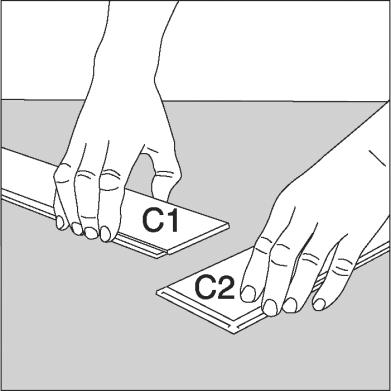 3 av 6 A: FISKBENSMÖNSTER (A-, B- OCH C-GOLVBRÄDOR) Det behövs tre olika typer av brädor för att lägga fiskbensmönster. Dessa brädor kallas A-, B- och C-brädor.