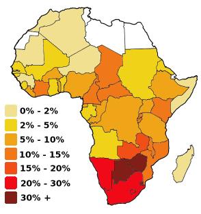 Utbredning FN-organen UNAIDS och WHO uppskattar att mellan 36 och 44 miljoner människor levde med HIV i december 2004.