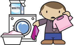 Sortera efter färg, töm fickor, vänd kläder med tryck ut och in, lägg inte fuktig tvätt i tvättkorgen Tvätta