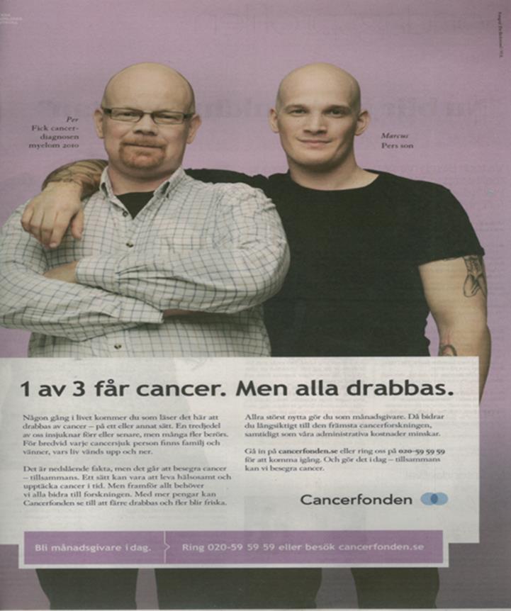Anhörig och meddrabbad Anhöriga till 11 000 personer med lung-, bröst-, prostata,colon eller rektalcancer följdes över tid.