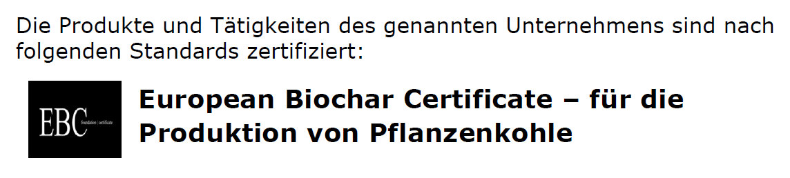 För att få rätt kvalité bör man använda certifierad biokol, vi kommer att