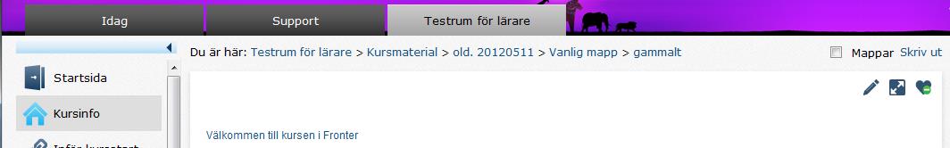 Lägga ut Kursinformation Under Kursinfo finns möjlighet för dig som lärare lägga in ett välkomstbrev,