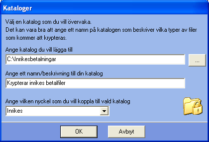 Skapa nycklar För att skapa nycklar väljer du fliken Nycklar och klickar på knappen Skapa nyckel. Följande dialog kommer att visas.